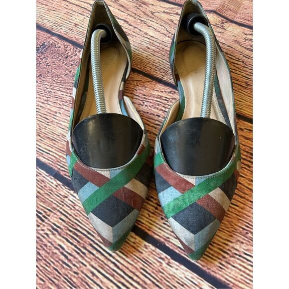 J Crew Audrey Flats Ratti Graphic Diamond‎ Print Green Brown - Picture 3 of 15